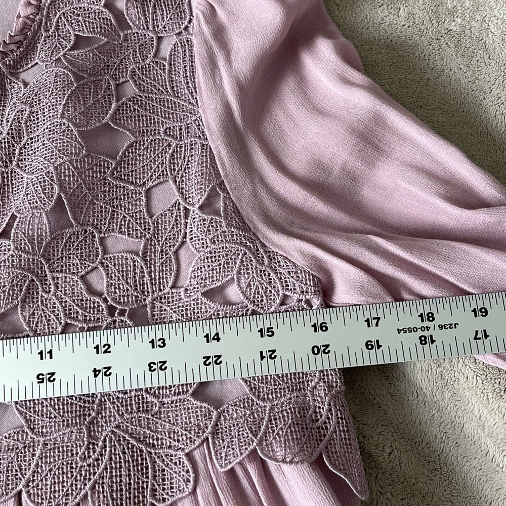 Anthropologie Embroidered Lace Tunic Dress Lilac Bohemian Size XXS Cottagecore - Picture 14 of 16